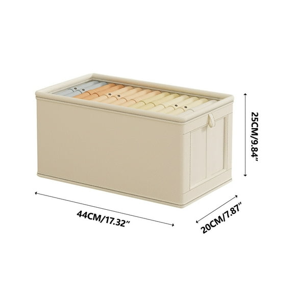 JeashCHAT Fabric Storage Bins for Shelves Large Foldable Storage Baskets Closet Organizers and Storage Boxs for Toys, Clothes, Home, Office - 17.32" x 7.87" x 9.84", Beige