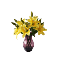 JeashCHAT Fake Flowers Artificial Lily Flowers with Long Stems Lily Bouquet for Outdoor Indoor Home Wedding Party Cemetery Vase Pots Decor, Table Centerpieces, 1 Pc (Yellow)