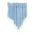 thumbnail image 1 of JeashCHAT Beaded Sheer Valance Curtain for Living Room Bedroom Cafe, Rod Pocket Kitchen Valance Curtain Beads Trim Tassel Semi Sheer Window Valance, 51 x 24 Inch, Sky Blue, 1 of 5