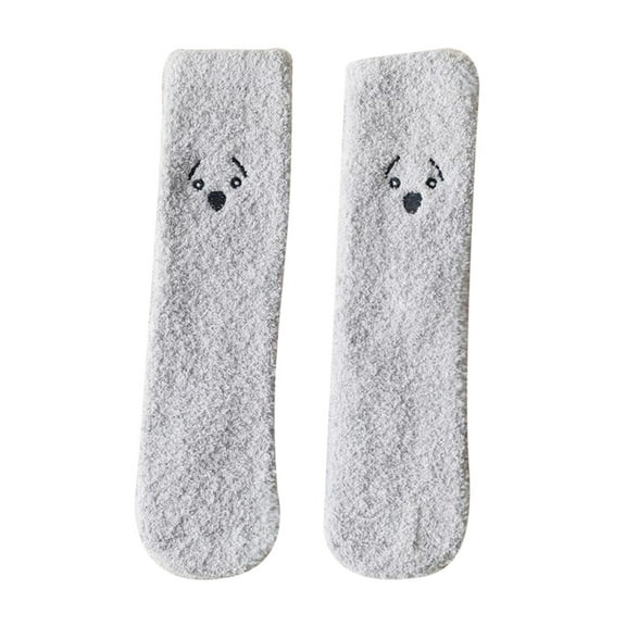 JeashCHAT Fashion Keep Warm Women Fashion Solid Color Animal Embroidery Thick Socks