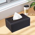 thumbnail image 1 of JeashCHAT Fashion PU Leather Tissue Box Cover Black with Lid, Rectangular Napkin Facial Tissues Holder Dispenser, Home Office Hotel Car Tissue Box, 1 of 6