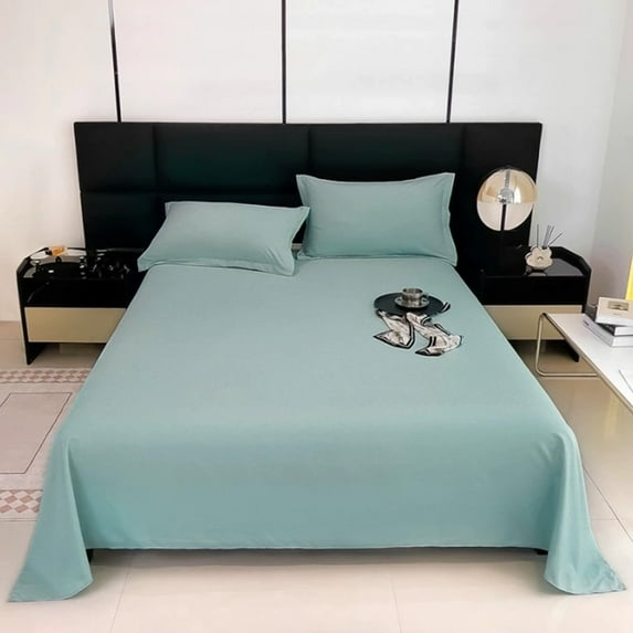 JeashCHAT Flat Sheet, Soft Brushed Microfiber Fabric Top Sheet Wrinkle and Fade Resistant Flat Bed Sheet Solid Color Breathable Machine Washable Bed Sheet, 70.87"x90.55", Mint Green