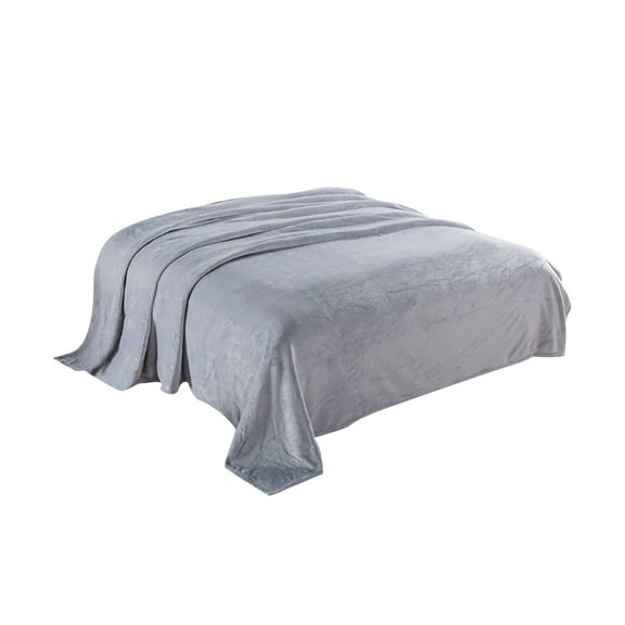 JeashCHAT Fleece Blanket , 50" x 80" Bed Blankets Solid Ultra Soft Microplush Throw Blanket for Couch Bed Sofa, Silver