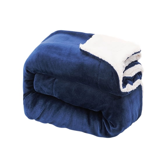 JeashCHAT Fleece Blanket , Thick Warm Blanket for Winter, Soft Fuzzy Lamb Wool Blanket for Bed Couch Sofa (63"x51", Navy)