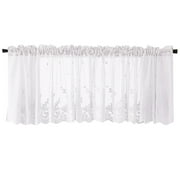 JeashCHAT Floral Lace Kitchen Curtain Valance, Valance and Swag for Kitchen Bathroom Living Room Window Decor, Rod Pocket Short Curtain, 51’’x16’’ Clearance