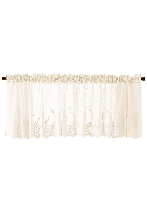 Floral Lace Kitchen Curtain Valance, Valance and Swag for Kitchen Bathroom Living Room Window Decor, Rod Pocket Short Curtain, 51’’x16’’