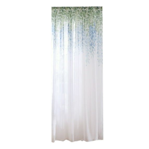 JeashCHAT Floral Sheer Curtain , 78 x 39 Inches Semi Sheer Curtain with Floral Pattern Printed, Window Curtain Rod Pocket for Bedroom Living Room Hall