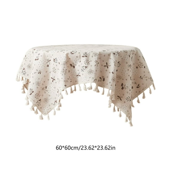 JeashCHAT Floral Tablecloth with Tassels, Vintage Flower Table Cloth, Washable Table Cover for Kitchen Dining Table Coffee Table Wedding Home Party Decoration, 23.62 x 23.62 Inches