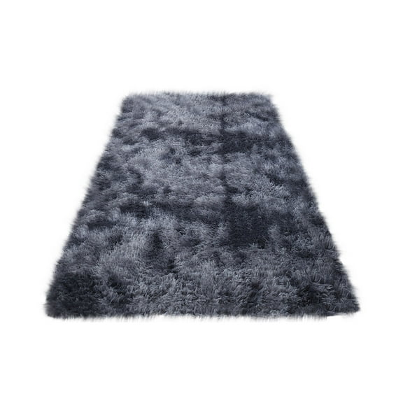 JeashCHAT Fluffy Area Rug for Bedroom Living Room, 2.6x5.2 Feet Rectangle Shaggy Bedside Rug, Modern Ultra Soft Indoor Tie-Dye Runner Rug, Hallway Plush Carpet for Nursery Dorm, Dark Gray