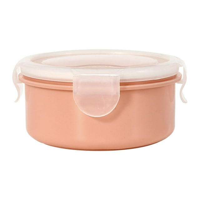 JeashCHAT Food Storage Container with Airtight Lid for Refrigerator, Leak Proof Round Lunch Bento Box Plastic Mini Food Storage Box Clearance, Pink