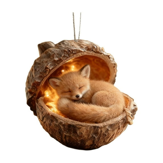 JeashCHAT Forest Animal Acorn Ornaments, Cozy Forest Christmas Ornaments, Acrylic Cute Forest Animal Christmas Tree Decorations, 2D Flat Pine Cone Animal Hanging Ornament Home Decor, Xmas Gifts