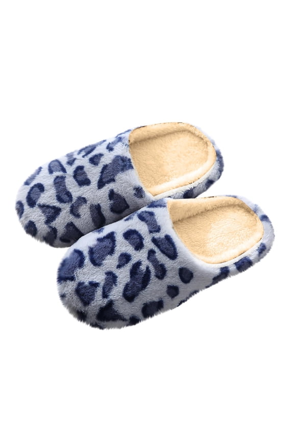 Fuzzy Slippers Memory Foam Slippers Soft Sole Silent Non-Slip Indoor House Slippers Winter Warm Slippers Leopard Print Scuff Slippers