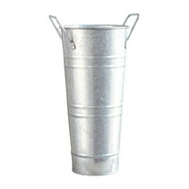 JeashCHAT Galvanized Metal Vase, 9" Farmhouse French Bucket with Handles, Rustic Flower Bucket Leak Proof Iron Vase for Floral Arrangements Home Wedding Table Centerpiece