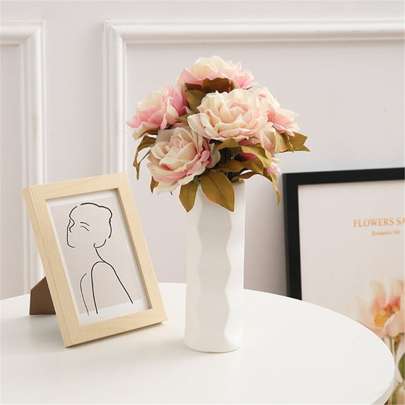 JeashCHAT Geometric Vase for Dried Flowers and Artificial Flowers, Thickened Plastic Flower Vase, Indoor Home Office Room Wedding Decor, White