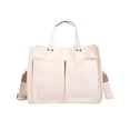 thumbnail image 1 of JeashCHAT Gifts for Women, Canvas Bag with Adjustable Strap, Large Capacity Multi-pocket Casual Travel Tote Bag, Ladies Work Office Daily Shoulder Crossbody Bag, White, 1 of 6
