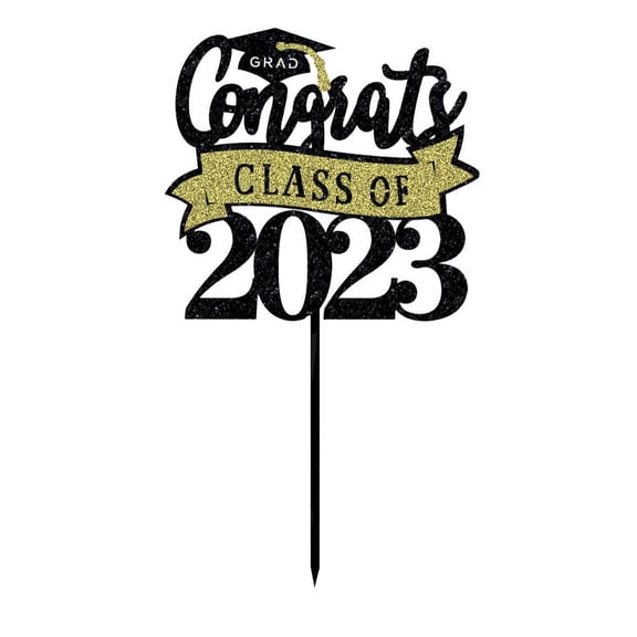 JeashCHAT Graduation Cake Topper , Congrats Grad Class of 2023 Party Cupcake Topper Cake Decoration Sticks Cake Inserts Card