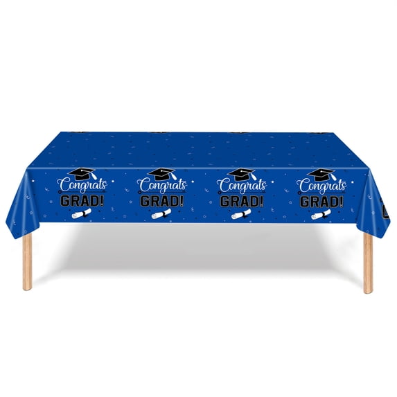 JeashCHAT Graduation Tablecloth Graduation Party Decorations Congrats Grad Tablecover Graduation Party Supplies 54"x108" Blue