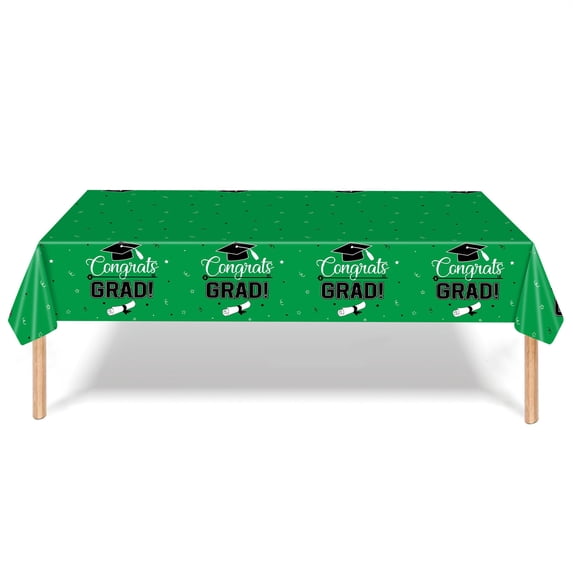 JeashCHAT Graduation Tablecloth Graduation Party Decorations Congrats Grad Tablecover Graduation Party Supplies 54"x108" Green