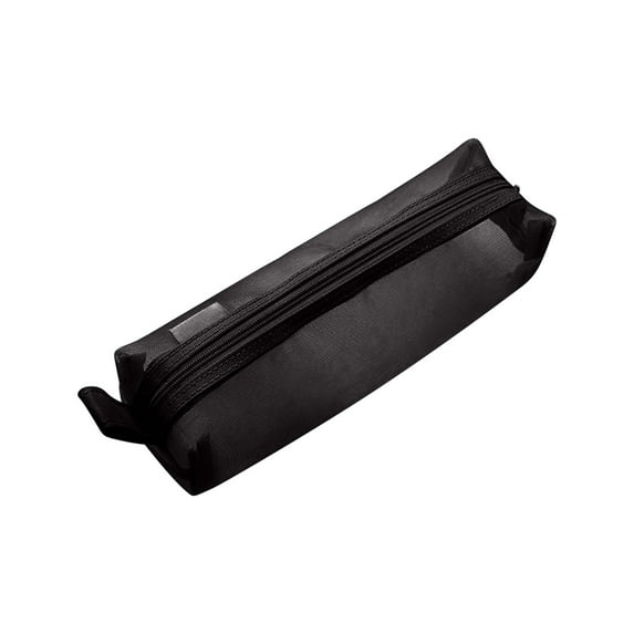 JeashCHAT Grid Mesh Pencil Case with Zipper Clear Small Pencil Pouch Transparent Stationary Bag for Pens, Pencils, Markers (Black)