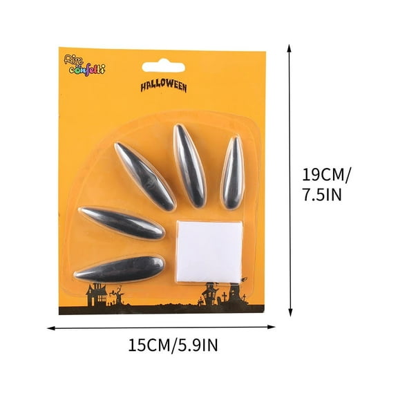 JeashCHAT Halloween Press on Nails Long Witch Nails for Halloween Costume Party, Solid Color Glossy Fake Nails Stick on Nails for Women Girls (Black)