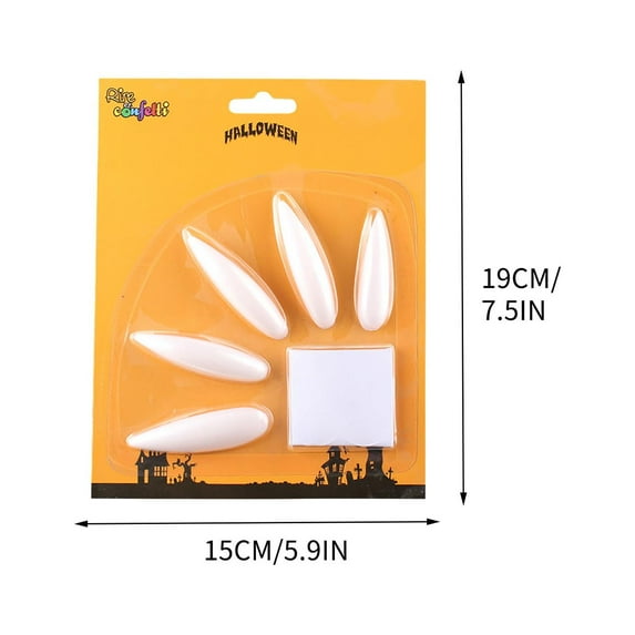 JeashCHAT Halloween Press on Nails Long Witch Nails for Halloween Costume Party, Solid Color Glossy Fake Nails Stick on Nails for Women Girls (White)