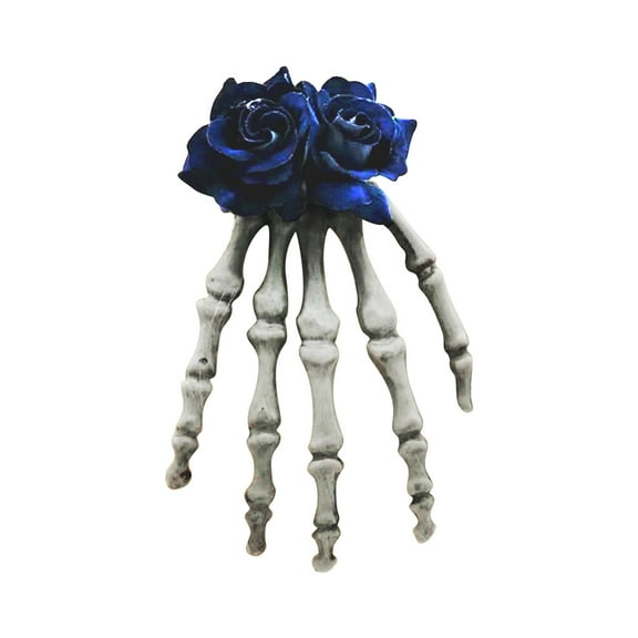 JeashCHAT Halloween Skeleton Hand Rose Hair Clip for Women Girls, Hand Bone Rose Flower Claw Clip, Hair Accessories for Halloween Costume Party
