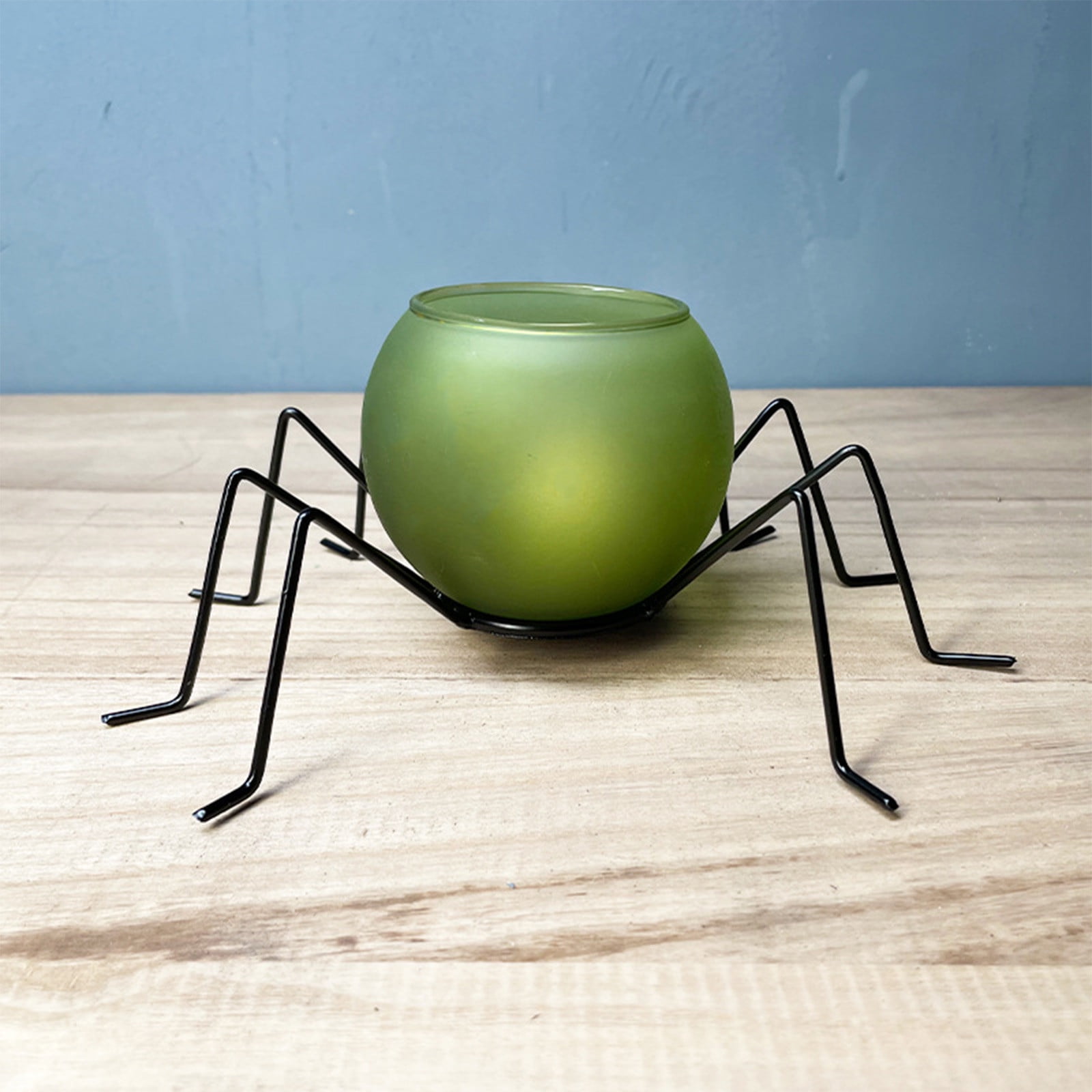 JeashCHAT Halloween Spider Candle Holder, Glass Tealight Holder with Iron Spider Legs Metal Base