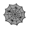 thumbnail image 1 of JeashCHAT Halloween Spider Web Placemat for Kitchen Dining Table, Hollow Out Design, Black Spiders Table Mat for Halloween Party Decorations, 12", 1 of 3