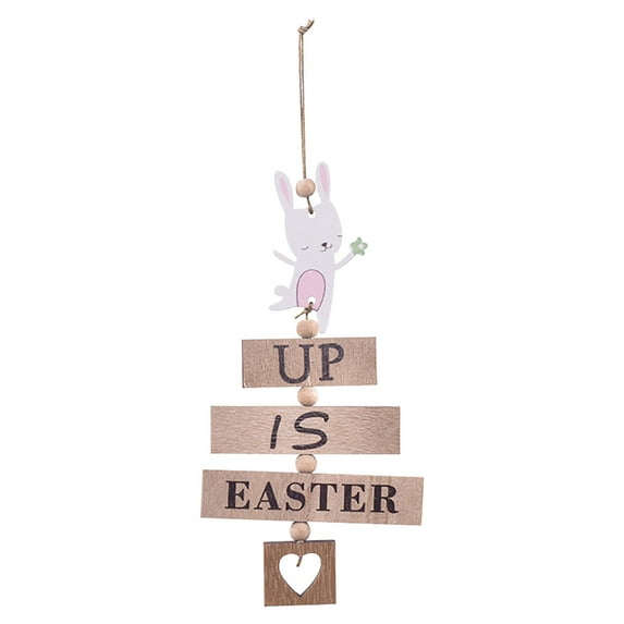 JeashCHAT Happy Easter Bunny Door-Sign Wreath Decorations - Wooden Easter Spring Welcome Sign Hanging Chick Wreath Front Door Home Wall Window Outdoor Indoor Porch Decor