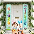 thumbnail image 1 of JeashCHAT Happy Easter Bunny Porch Sign Easter Decorations Hanging Sign with Cute Bunny and Eggs Door Banner, Hello Spring and Happy Easter Porch Banner for Indoor Outdoor Wall Front Door, 1 of 4