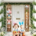 thumbnail image 1 of JeashCHAT Happy Easter Bunny Porch Sign Easter Decorations Hanging Sign with Cute Bunny and Eggs Door Banner, Hello Spring and Happy Easter Porch Banner for Indoor Outdoor Wall Front Door, 1 of 4