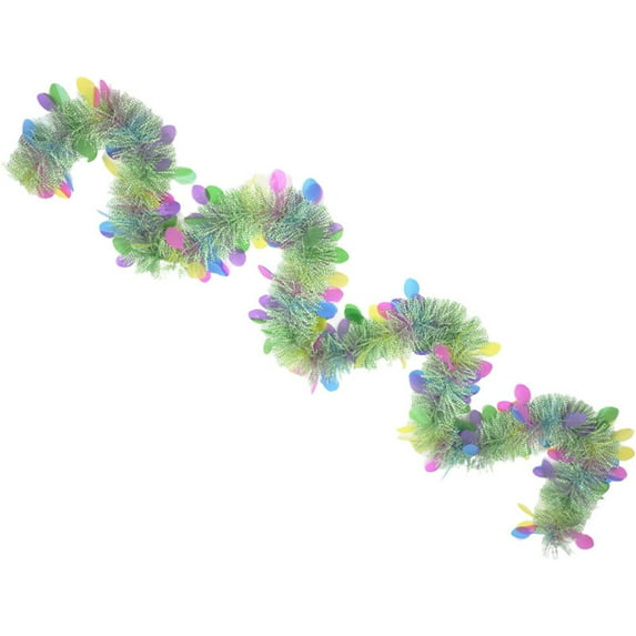 JeashCHAT Easter Tinsel Garland, Colorful Spring Garland Easter Decorations for Tree Mantle Holiday Party Indoor Outdoor Home Decor