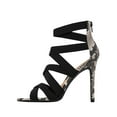 thumbnail image 1 of JeashCHAT High Heels Fashion Stilettos Snake Print Elastic Cross Strappy Gladiator Pointed Toe Heels Open Toe Back Zipper Heels Dressy Pumps Sandals for Wedding Party, 1 of 6