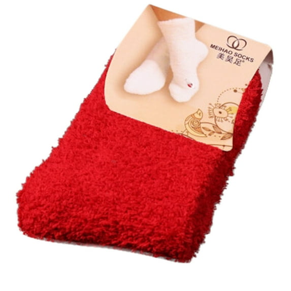 JeashCHAT Home Women Girls Soft Bed Floor Socks Fluffy Warm Winter Pure Color