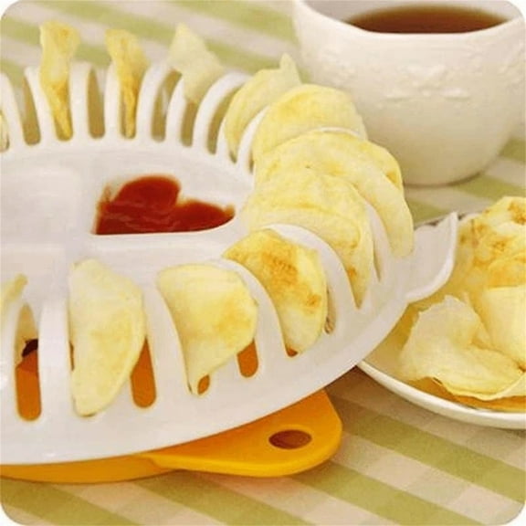 JeashCHAT Homemade Potato Chips Microwave Tray,Microwave Potato Vegetable Fruit Chip Maker Set DIY Baking Pan Chip Tray