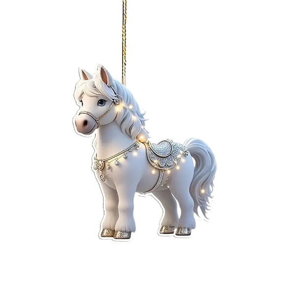 JeashCHAT Horse Christmas Ornaments, Cute Horse Hanging Ornament, 2D Flat Acrylic Hanging Pendant, Animal Decoration, Christmas Tree Decorations