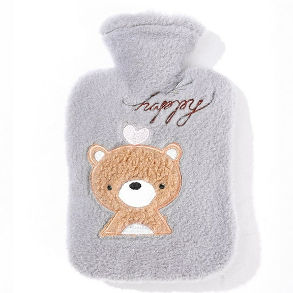 JeashCHAT Hot Water Bottle Hot Water Bag Plush Jacket Cartoon Warm Water Bag Set Plush Warm Gloves Children's Autumn And Winter Warmth