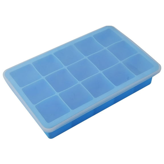 JeashCHAT Ice Molds Easy Release 15-Cube Flexible Silicone Ice Tray with Removable Lid, Stackable Freezer Ice Tray for Drinks Cocktail Coffee