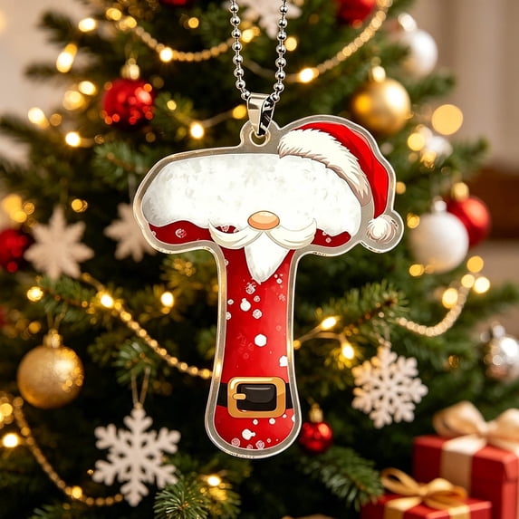 JeashCHAT Initial Letter Christmas Ornaments, Red Christmas Initial Ornaments, Christmas Tree Decoration, Acrylic Monogram Hanging Pendant with Bead Chain, Christmas Gifts