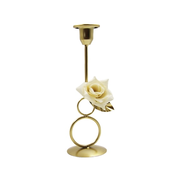 JeashCHAT Iron Metal Candlestick Holders, Holiday Party Taper Candle Holders with Flower, Candle Stick Holder for Valentine's Day Wedding Anniversary Christmas Table Mantel Decor