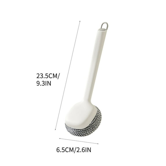 JeashCHAT Kitchen Cleaning Brush, Long Handle Dish Brush Pot Brush, Stainless Steel Wool Brush Dish Scrubber, Scrub Brush for Sink, Dishes, Pots, Pans, Cutting Board