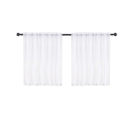 JeashCHAT Kitchen Valance Curtains Semi Sheer Valances for Kitchen Bathroom Window Decor, Rod Pocket Solid Color Thin Short Curtain, 52"x18", 2 Panels