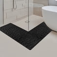 thumbnail image 1 of JeashCHAT L-Shaped Bath Mat, Corner Bathroom Rug Kitchen Rug, Soft Non-Slip Absorbent Bathroom Carpet Floor Mat Shower Mat, 47x47x17.7 Inches, Black, 1 of 7