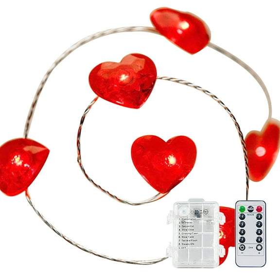 JeashCHAT LED Heart Shaped Copper Wire String Lights Valentine's Day Decoration