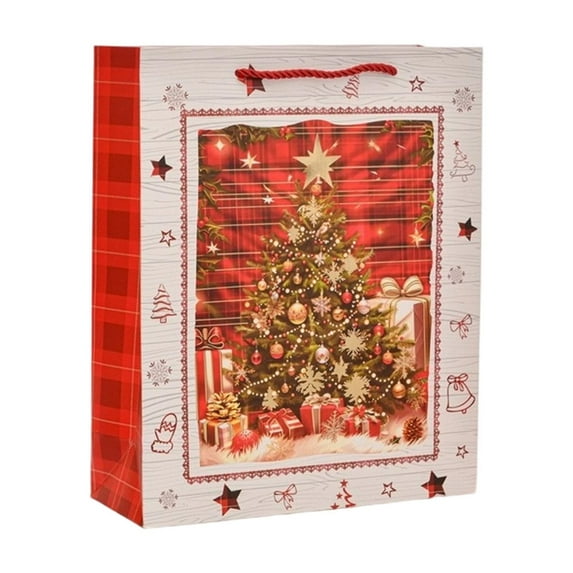 JeashCHAT Large Christmas Paper Gift Bag, Merry Christmas Gift Wrap Bags with Handles, Christmas Party Supplies Favor Bags, 15.75"x12.2"x4.72"