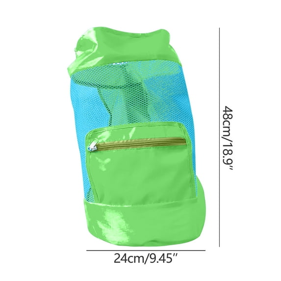 JeashCHAT Large Mesh Beach Bag , Drawstring Beach Backpack, Foldable Storage Bag for Beach Toys Swim and Pool Toys Balls, Stay Away from Sand and Water (Green)