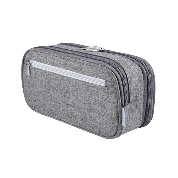 JeashCHAT Large Pencil Case Big Capacity Pencil Pouch with 3 Zipper Compartments, Stationery Pen Bag for Office College, Gray