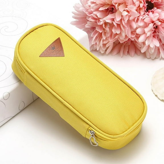 JeashCHAT Large Pencil Case, Pencil Pouch with Zipper Stationery Pouch Pen Case Pencil Bag for Office Supplies (Yellow)