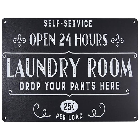 JeashCHAT Laundry Decor for Laundry Room Open 24 Hours Laundry Room Wall Decor Metal Sign