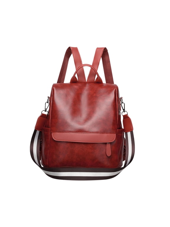 Leather Backpack Purse for Women Fashion Handbag Ladies Shoulder Bags Travel Backpack One Shoulder Two Shoulders Bag, 11.8" x 5.5" x 11", Red